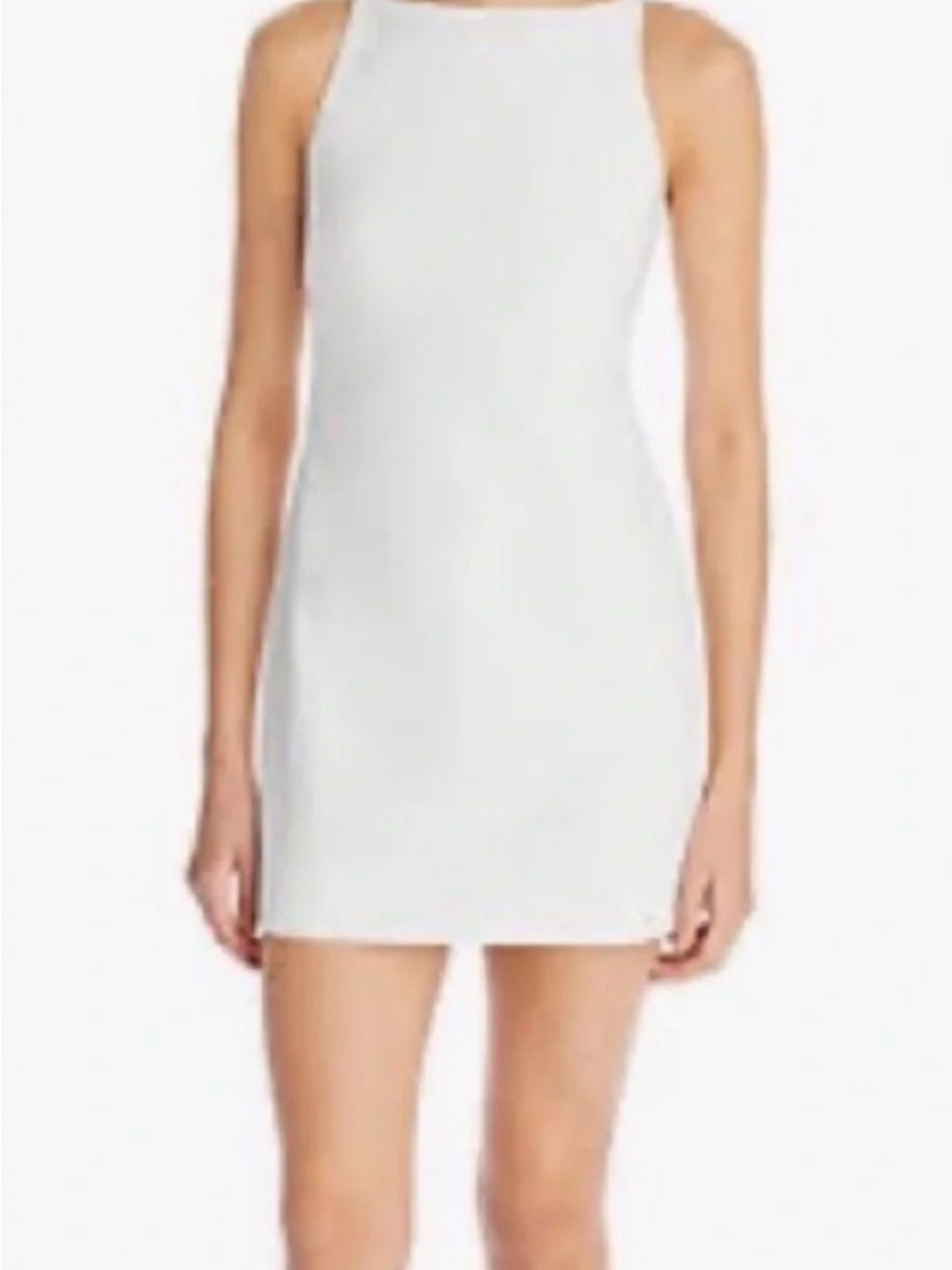 Aqua White Boat Neck Mini Dress